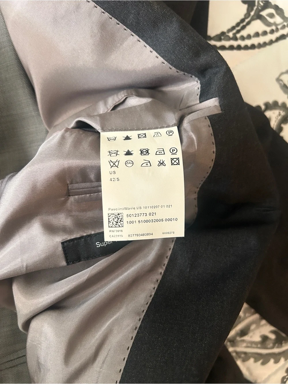 Hugo Boss Charcoal Gray Single-Breasted Suit Jacket